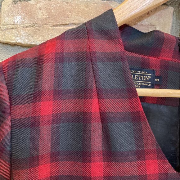 pendleton Plaid Wool MIDI Fit & Flare Dress Nwt 10 Red Olive Green - Picture 6 of 16